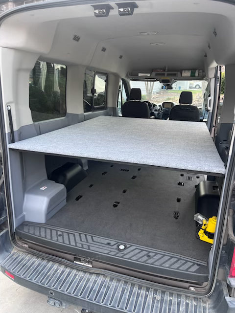 32x75 bed system in a passenger Ford Transit. 
