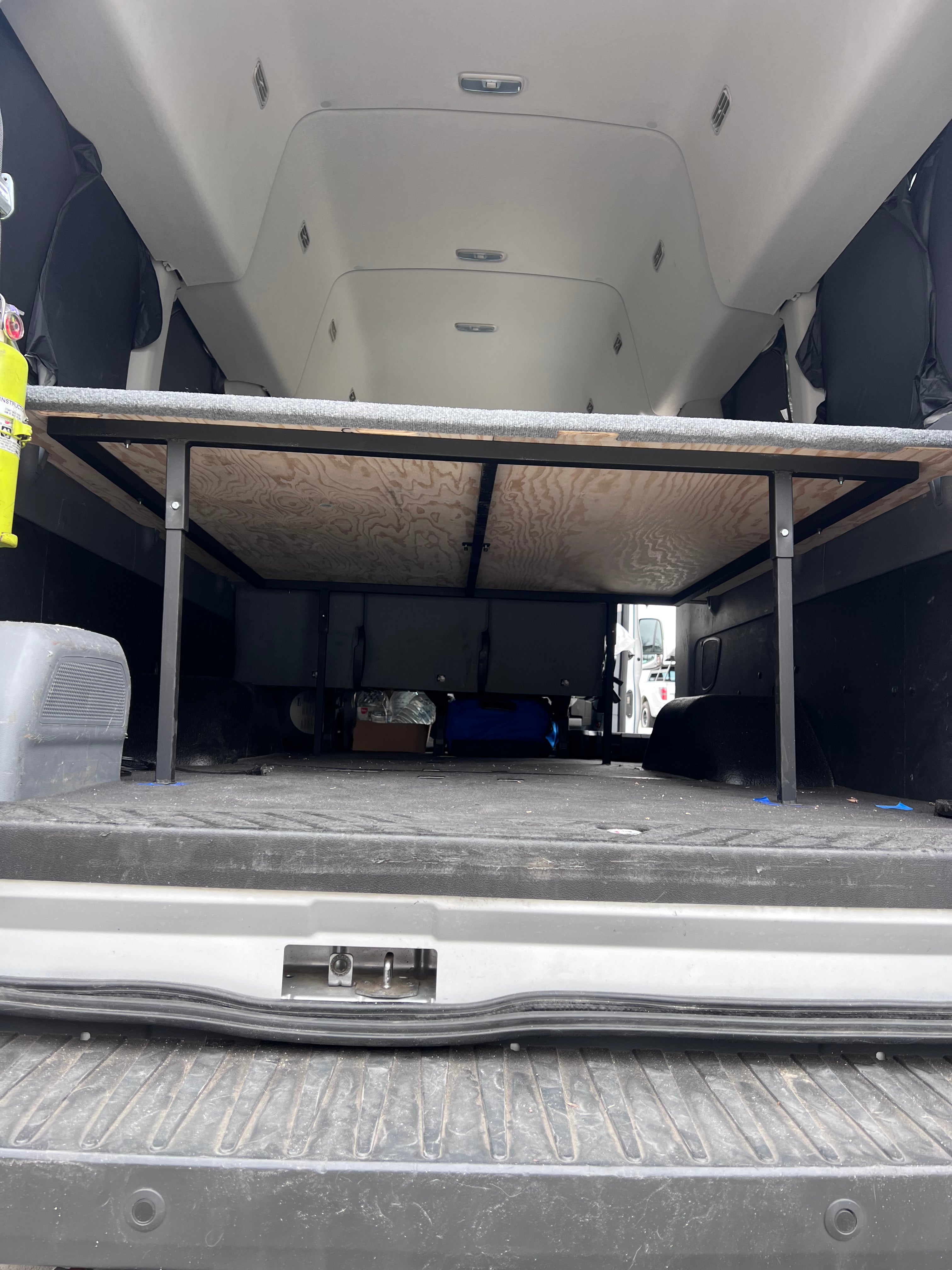 Open Cargo Area Custom built 30" tall free standing platform. 